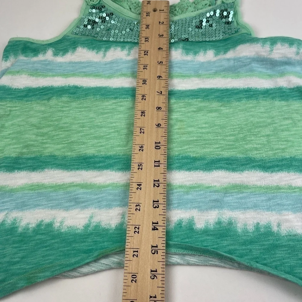 Justice Tank Top Girls 20 Green Striped Sleeveless
